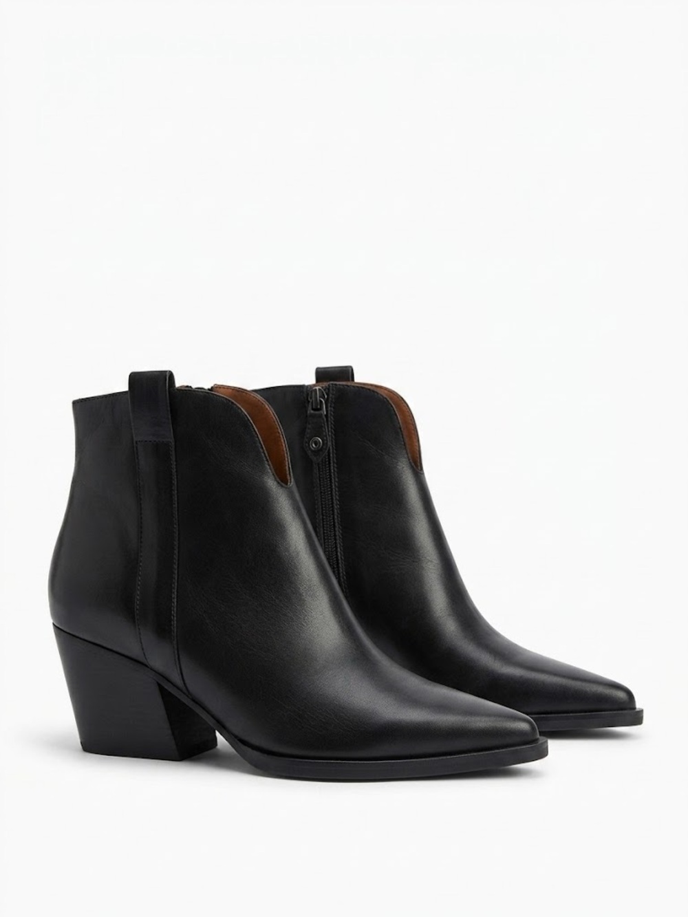 Bruno Premi Black Leather Pointy Toes Booties Ankle Boots Western 39 New